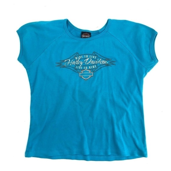Harley Davidson Size Large Shirt Short Sleeve Top Blue Docs St. Louis Missouri - Picture 1 of 10